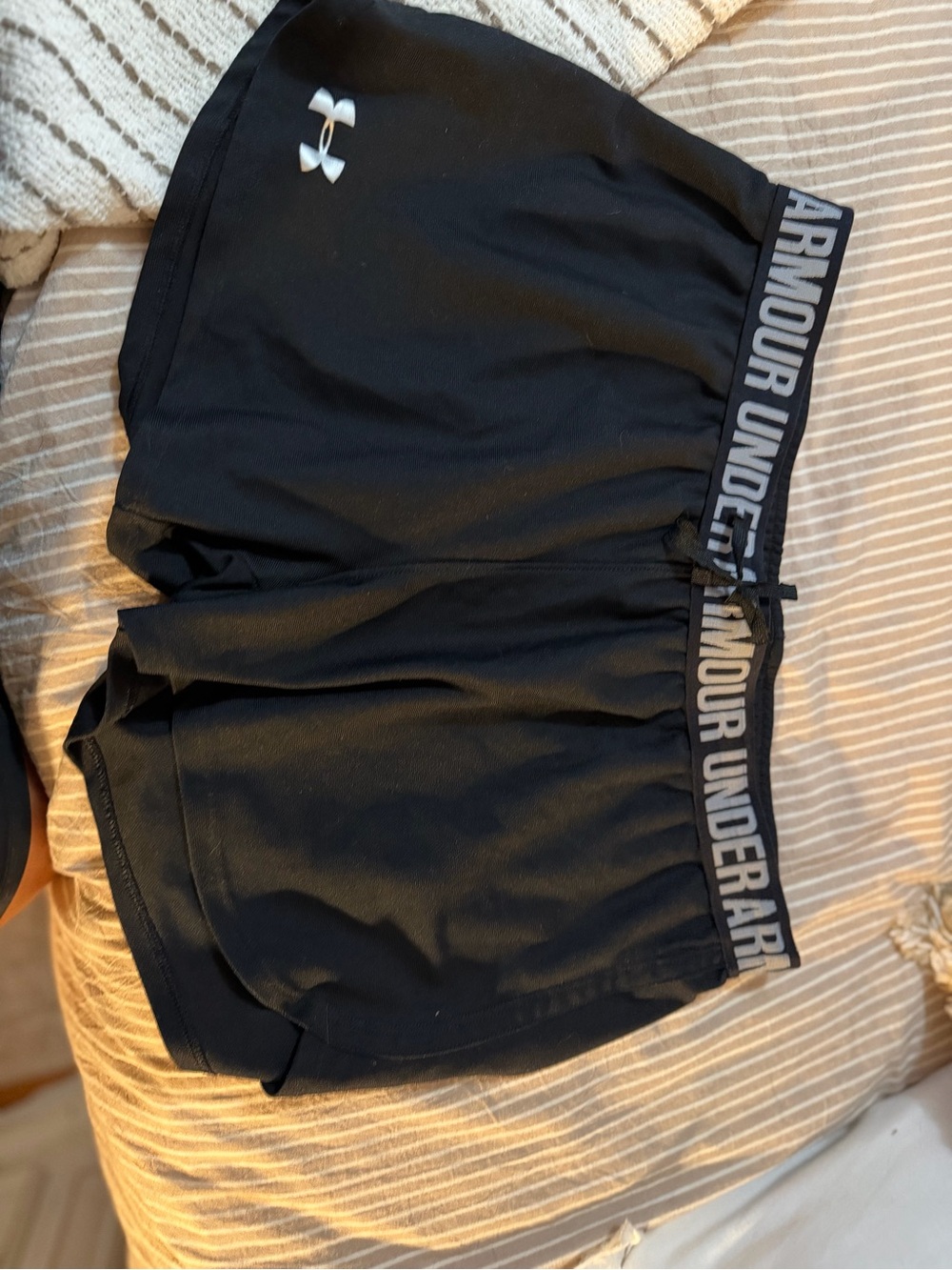 Under Armour Black Athletic Shorts with Grey Logo Waistband